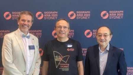 Aaron Quigley, Yannis Ionnidis and Anthony Wong at SIGGRAPH Asia 2023